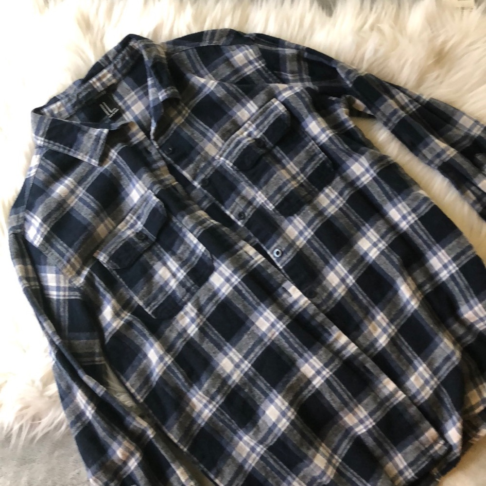 **SOLD** “Let’s Run Away” Plaid button Down